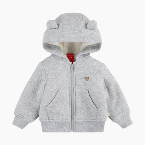 Huggies Fleece Lined Zip Up Hooded Jacket - Light Grey Heather, 3-6 M