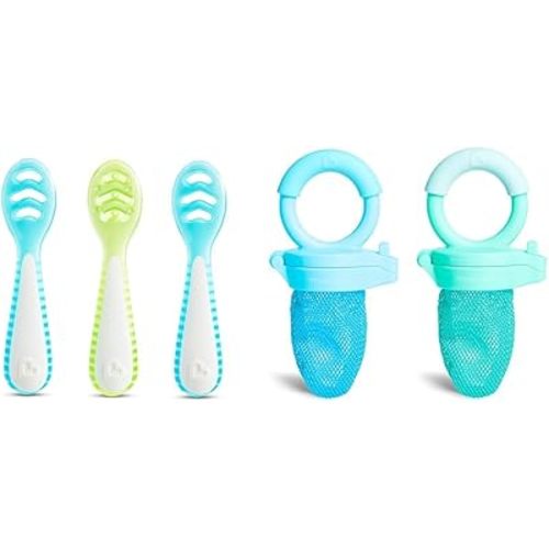 Munchkin® Gentle DipTM First Spoon Set for Baby Led Weaning, Self Feeding, 3 Pack and Fresh Food Feeder, 2 Count for Whole Foods