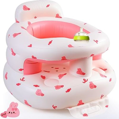 Upgraded Inflatable Baby Seat with Safety Guardrails, Thicker Sit Me Up Floor Seat for Baby Chair Sit Me Up, Built in Air Pump for Babies 3-36 mth