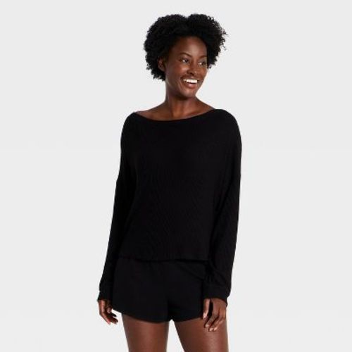 Women's Cozy Ribbed Boatneck Pullover - Auden™ Black M