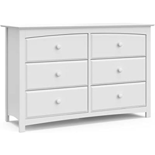 Storkcraft Kenton 6 Drawer Double Dresser (White) Dresser For Kids Bedroom, Nursery Dresser Organizer, Chest Of Drawers For Bedroom With 6 Drawers, Universal Design For Children’s Bedroom
