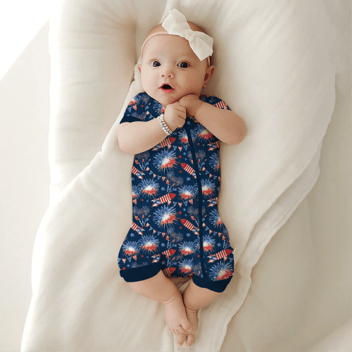 0-3m Size - Firework Shorty Zippered Romper – Zumbamboo