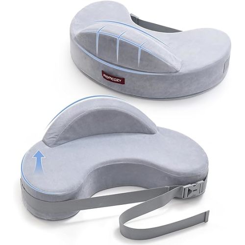 Momcozy Innovative Safety Fence Nursing Pillow - Firm & Springy Memory Foam - Stable, Ergonomic Support & Comfort - Wider Breastfeeding Cushion, Adjustable, Removable Cover, Baby Safety Certified