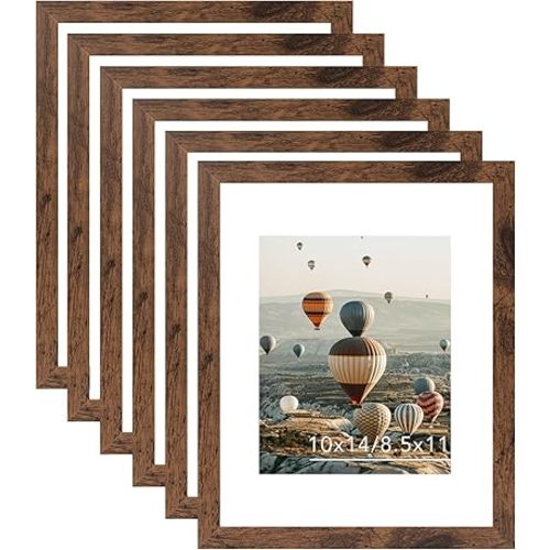 10x14 Picture Frame Set of 6, Brown