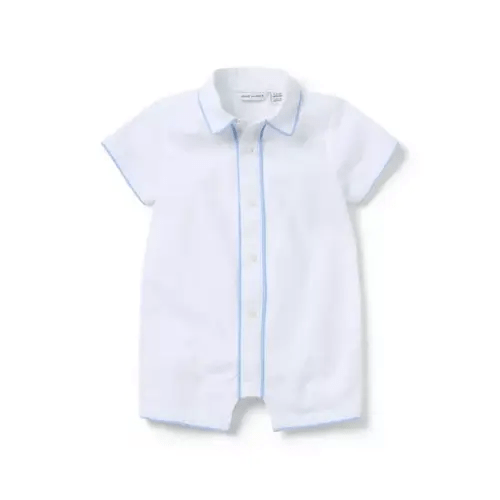 Baby White Baby Piped Collar Romper by Janie and Jack