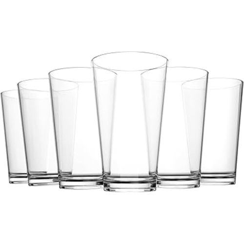 Clear Drinking Glasses - Unbreakable Acrylic Glasses Drinkware 18 oz set of 6 - BPA Free Dishwasher Safe Reusable Plastic Cups for Kitchen Party Outdoor (Look Like Glass)