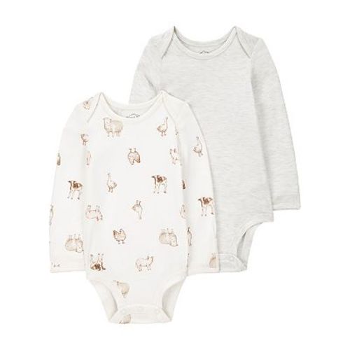 Baby Carter's 2-Pack Farm Animals Long Sleeve Bodysuits