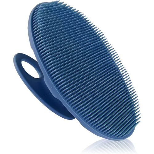 Food-Grade Soft Silicone Body Cleansing Brush Shower Scrubber, Gentle Exfoliating and Massage for All Kinds of Skin (Dark Blue)