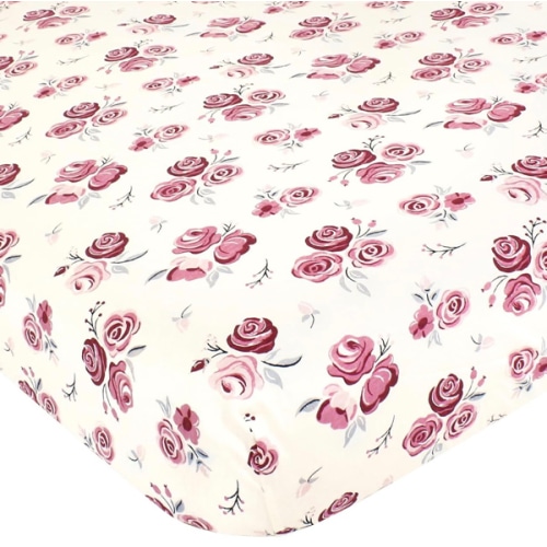 Hudson Baby Unisex Baby Cotton Fitted Crib Sheet, Rose, One Size