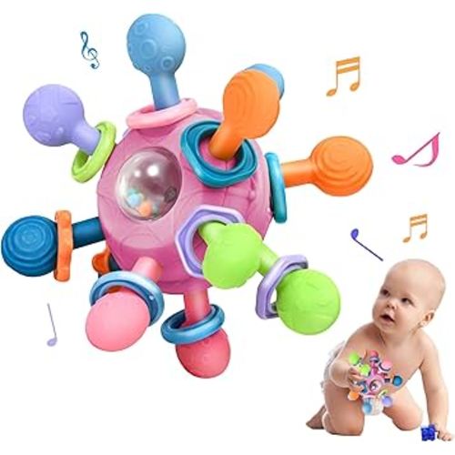 Baby Montessori Teething Toys for 0-6 6-12 Months Infant Teethers Sensory Toys for Babies 0 3 6 9 12 18 Months Newborn Learning Developmental Chew Rattle Toys Shower Gifts for 1 2 Year Old Girls Boys