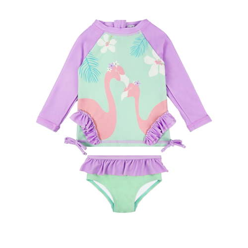 weVSwe Baby Girl Swimsuit UPF50+ Rash Guard Bating Suit 2-Pieces Long Sleeve Swimswear 0-6T