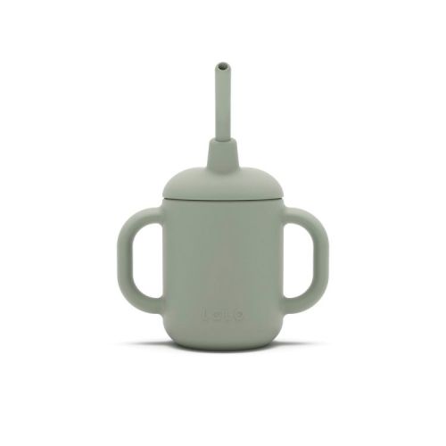 Lalo 4 fl oz 3-in-1 Silicone Training Cup with Straw - Sage