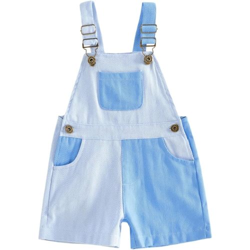 Toddler Kids Baby Girl Boy Contrast Color Overalls Shorts Clothes | 6-12 Months,12-18 Months,18-24 Months,2T 3T 4T 5T 6T 7T,Adjustble Shoulder Strap Jumpsuit Workwear,Girls Boys Clothing