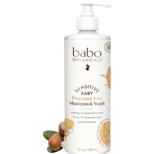 Babo Botanicals Sensitive Baby Fragrance-Free 2-in-1 Shampoo & Wash - Shea Butter, Calendula & Aloe Vera - EWG Verified - Cruelty-Free - Vegan - Pediatrician Tested - For Babies & Kids