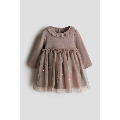 COTTON DRESS WITH TULLE SKIRT