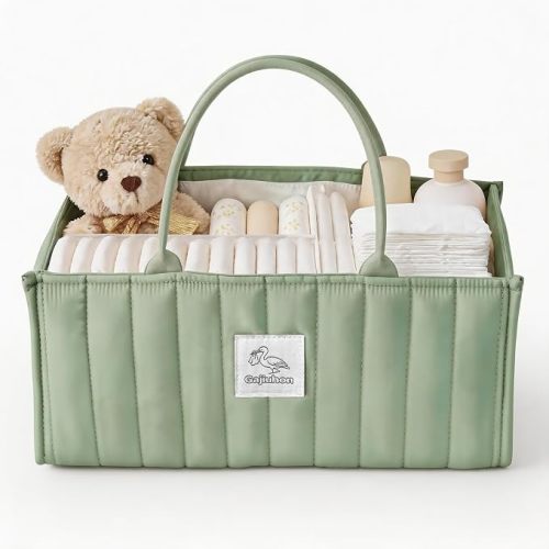 Diaper Caddy Organizer – Nursery Storage Basket (Soft Sage)