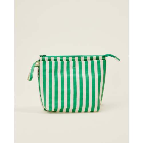 Quick Change Kit Bag Diaper Clutch Baby Bag With Changing Mat | Green Stripe - Storq by Kindred Bravely
