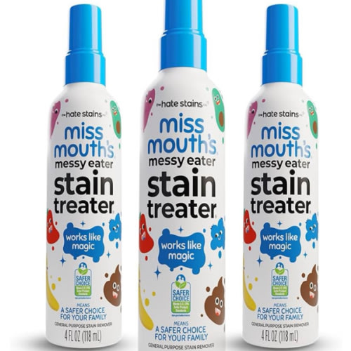 Miss Mouth's Messy Eater Stain Treater Spray - 4oz 3 Pack Stain Remover - Newborn & Baby Essentials - No Dry Cleaning Food, Grease, Coffee Off Laundry, Underwear, Fabric