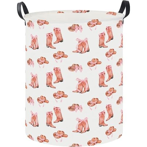 19.7" Laundry Basket,Dirty Clothes Hamper,Waterproof Storage Bin,Room Decor(New Cowgirl)