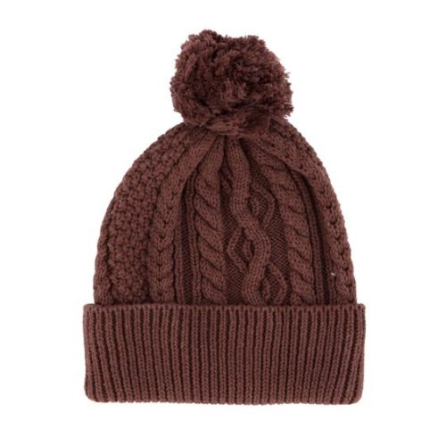 Dark Brown Baby Cable Knit Pom Pom Beanie | Best&Less™ Online
