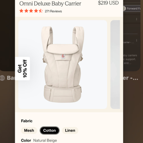 Fabric: Cotton|Color: Natural Beige. Omni Deluxe Baby Carrier