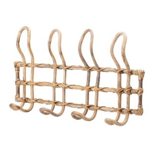 Storied Home Beige Rattan Wall Hanger With 4 Hooks: Nautical Style, Door & Towel Hanging Solution