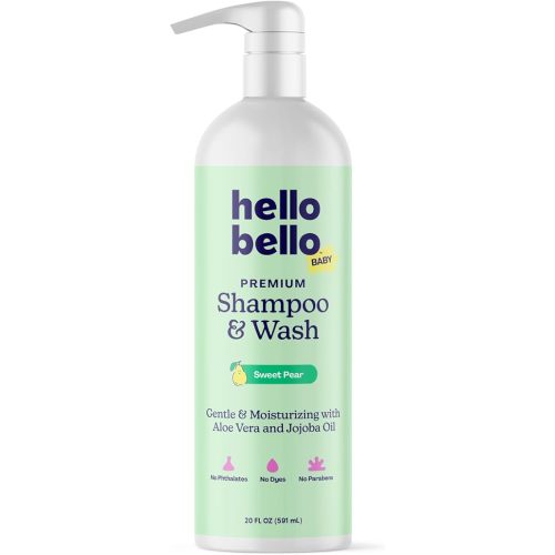 Hello Bello Sweet Pear Shampoo & Body Wash, Hypoallergenic, Dermatologist & Pediatrician Tested Formula for Babies & Kids, 20 FL Oz