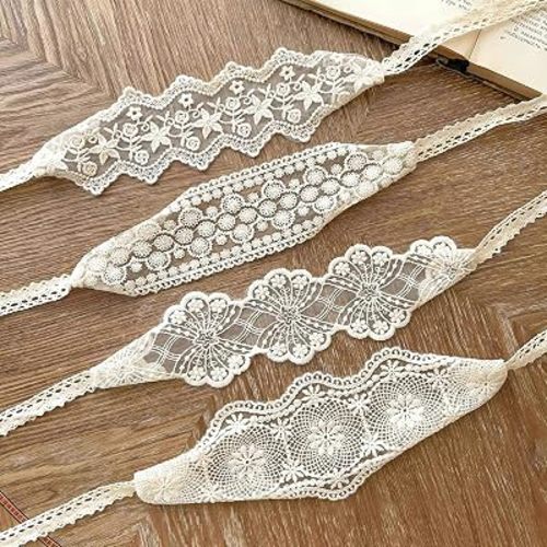 MIUXUESO 4 Pcs Baby Headbands Soft White Lace Baby Girl Headbands, Vintage Hair Accessories Newborn Essentials Cute Hairband for 0-12 Months (White)