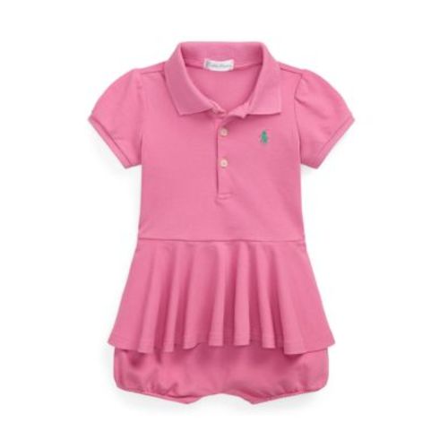 Baby Girls Stretch Mesh Peplum Polo Shortall