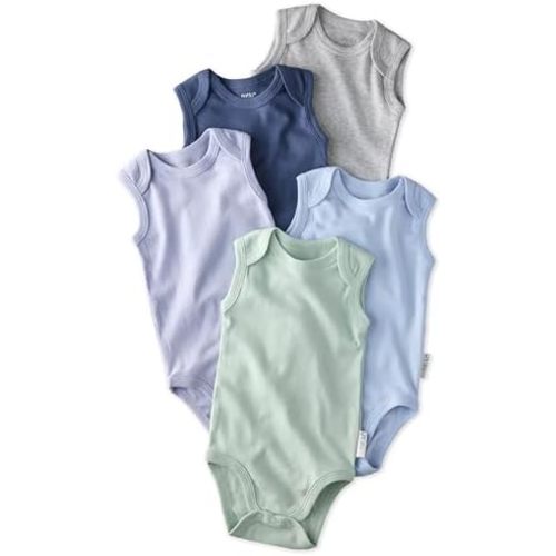 Sam 5-Pack Sleeveless Bodysuits 100% Organic Cotton Baby Clothes for Boys and Girls​​