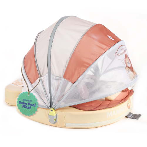 Mambobaby Baby Pool Float with 3D Canopy and Carrier- Yellow