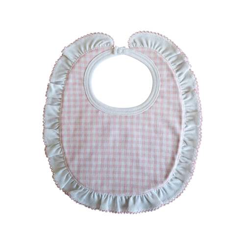Baby Girl's "Pink Checks" Pima Cotton Bib