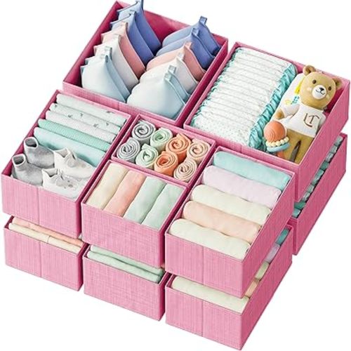 Drawer Organizer Set of 12 Pink - Nursery, Bedroom, Closet Organizer & Storage