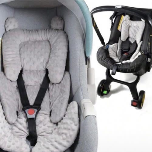 3in1 Baby CarSeat Head Support For Infant, Reversible Soft Infant Car Seat Insert Newborn Boy Girl, Breathable Head Body Support Pillow Cushion,Stroller,Swing,Bouncer,Baby Registry,Grey