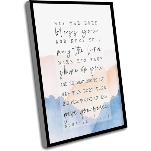 Aesthetic Home Decor,May The Lord Bless You And Keep You Printable Numbers 6:24 Scripture Printable Farmhouse Watercolor Bible Verse Wall Print Office Nursery,12x16 Inch Framed Wall Art