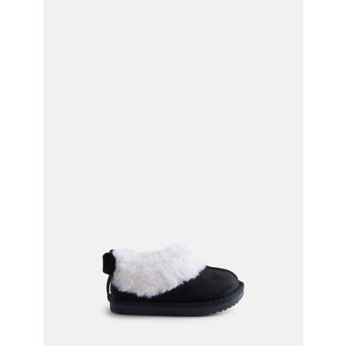 Wonder Nation Baby Girls' Faux Suede Slippers with Faux Fur Trim