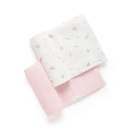 Purebaby Muslin Wrap 2 Pack Blossom - Pale Pink | Baby Bunting AU
