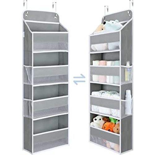 Amazon.com: 1 Pack Over the Door Organizer, Yecaye 35.2lbs Load Closet Door Organizer Hanging, Swing-proof Diaper Organizer Storage with 4 Big Pockets 4 Side Mesh Pockets for Nursery Newborn Baby Essentials Stuff : Baby