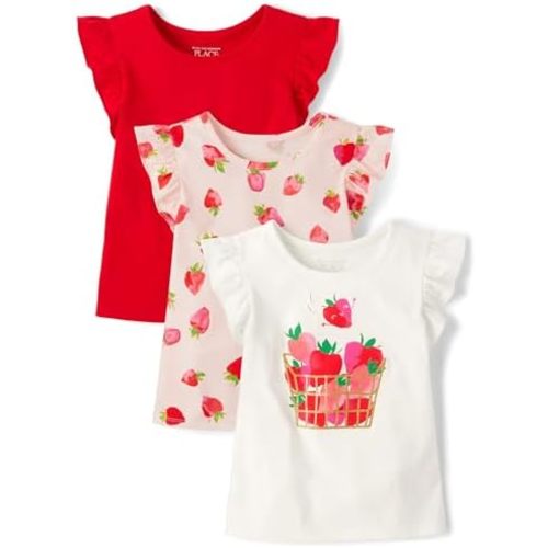The Children's Place Baby Girls' and Toddler Short Sleeve Flutter Shirt