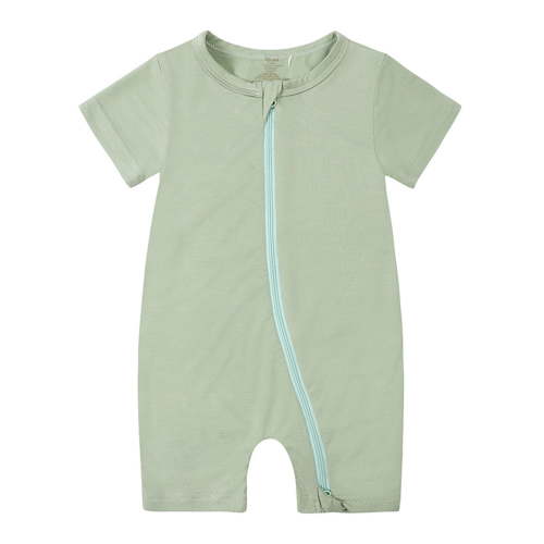 Hiijoy Newborn Girls Romper Solid Color Baby Zipper Short Sleeve Sleeper Jumpsuit Onesies