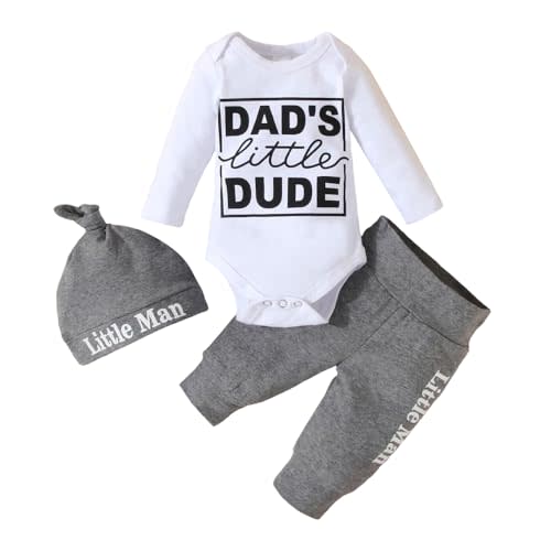 Aoswep Baby Boy Clothes Newborn Infant Baby Clothes Romper + Pants + Hat 3PCS Outfits Set