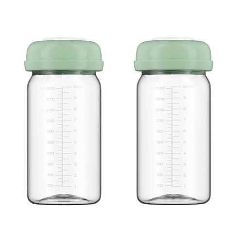 Breastmilk Storage Bottles Collection Bottles, 10oz Wide-Neck Breast Milk Container Compatible for Spectra S1 S2 SG Motif Luna Breast Pumps, Fit for 22oz Breast Milk Cooler & Fridge, 2 Packs