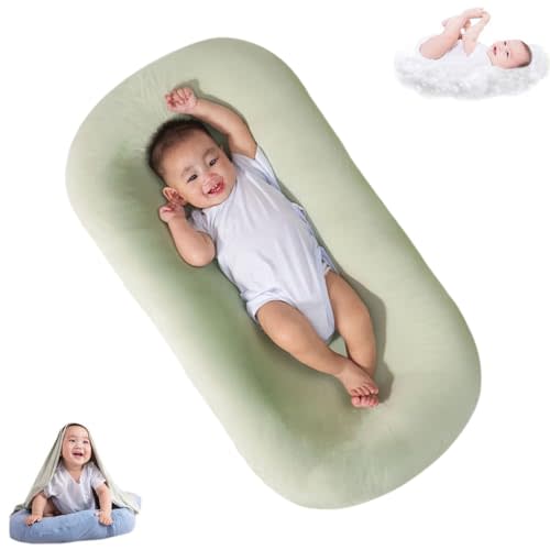Saanerueen Baby Lounger, Infant Lounger, Baby Lounger for Newborn, Soft Breathable Newborn Lounger for Play & Activity (Green)