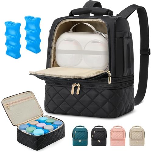 RAINSMORE Wearable Breast Pump Bag, Breast Milk Cooler Travel Bag,Nude
