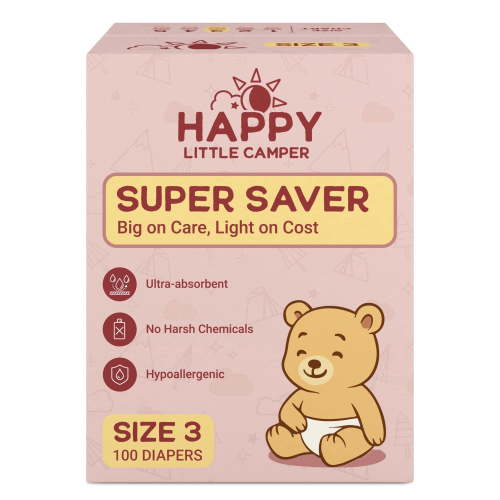 Happy Little Camper Super Saver Baby Diapers, Size 3, 100 Count