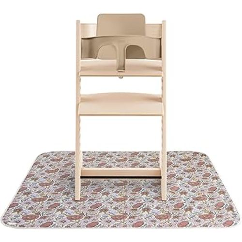 mushie Baby Splat Mat 42.5x42.5 Inch (Retro Flowers) | Water Resistant for Under High Chair and Infant Play