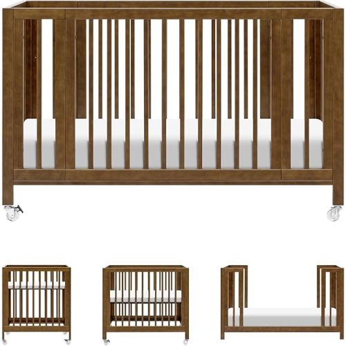 Babyletto Rolli 9-in-1 Convertible All-Stages® Bassinet to Full-Size Crib in Natural Walnut, Greenguard Gold Certified, Portable & Adjustable with Select Conversion kit and Pads Included