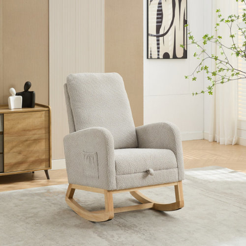 Isabelle & Max™ 25.4"W Rocking Chair For Nursery, High Back Glider Chair With Retractable Footrest, Side Pocket, Rocking Accent Armchair With Rubber Wood Legs For Living Room/Bedroom. | Wayfair