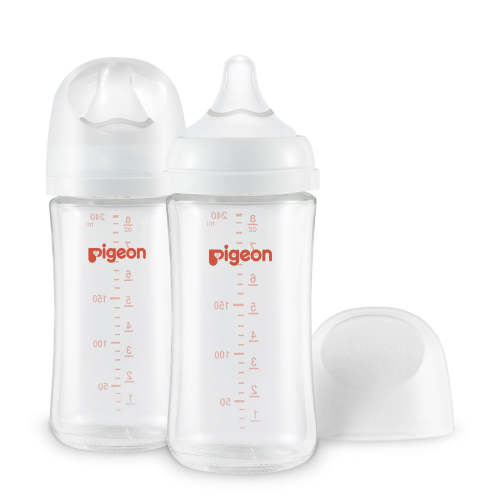 Glass Wide Neck Baby Bottle, 2Packs, 8.1 Oz(240 ml) for 3+ months – Pigeon