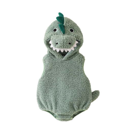 RUINIXCW Nebworn Baby Halloween Dinosaur Costume Infant Baby Girl Boy Halloween Outfit Fall Winter Warm Plush Sleeveless Hood Romper Playsuit with Tail